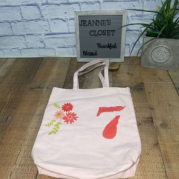 Clarins Ivory Pink Floral Canvas Shoulder Feed 10 Tote Bag - Picture 2 of 8
